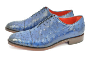 Zapato inglés piel avestruz azul